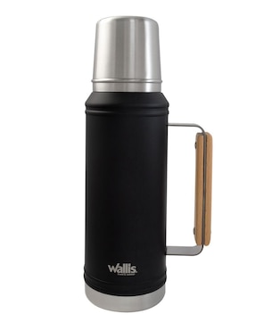 Termo Wallis De Acero Inoxidable Con Detalle En Madera Con Tapa Rosca 1.1 L