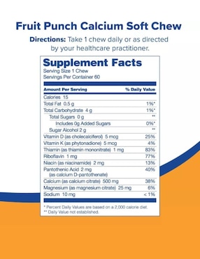 Soft Chews Calcium Bariátrico Bariatric Fusion con calcio sabor ponche de frutas de 60 piezas