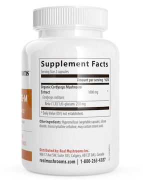 Peak Performance Real Mushrooms con cordyceps sabor natural de 300 cápsulas