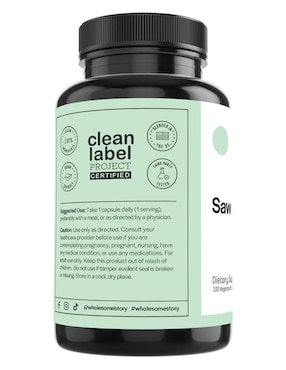 Saw Palmetto Wholesome Story sabor natural de 100 cápsulas