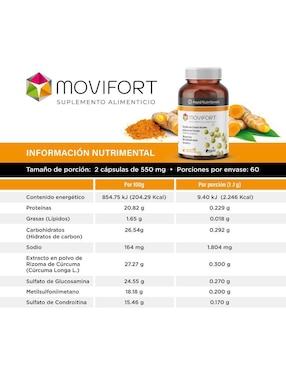 Paquete Movifort con 3 frascos, en total Movifort con glucosamina de 180 Cápsulas