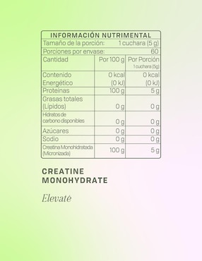 Creatine Monohydrate Elevaté con creatina monohidratada de 300 g