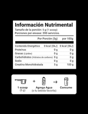 Creatina Monohidratada Alta Pureza Suplemento Deportivo en Polvo Sin Azucar Valara Nutrition de 1 kg