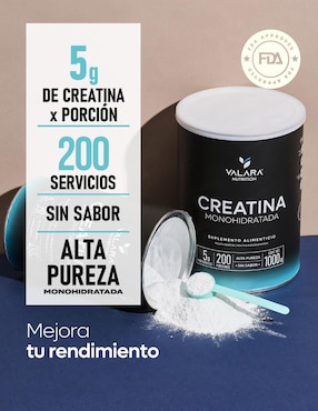Creatina Monohidratada Alta Pureza Suplemento Deportivo en Polvo Sin Azucar Valara Nutrition de 1 kg