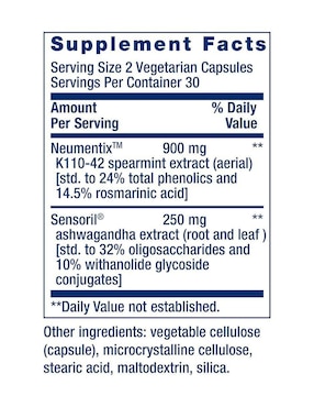 Ashwagandha Plus Calm & Focus Life Extension con ashwagandha de 60 cápsulas