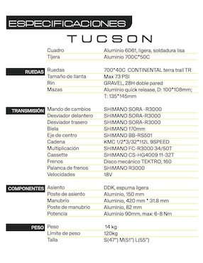 Bicicleta de montaña Gravel rodada 700 Tucson unisex