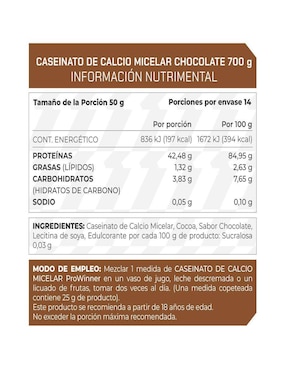 Set de suplementos alimenticios Proteína Caseinato de calcio Micelar Prowinner