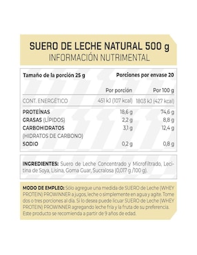 Set de suplementos alimenticios de Proteína Suero de Leche Natural Prowinner