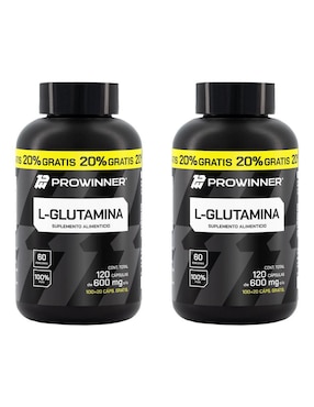 Set de suplementos alimenticios de L-Glutamina 100 Cápsulas + 20% Extra - Prowinner Prowinner