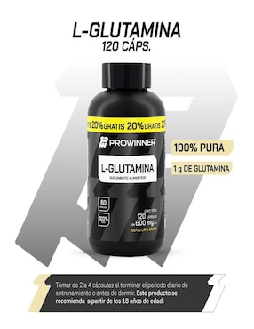 Set de suplementos alimenticios de L-Glutamina 100 Cápsulas + 20% Extra - Prowinner Prowinner