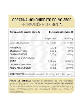 Set de suplementos alimenticios de Creatina Monohidrato Prowinner