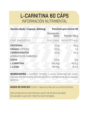 Set de suplementos alimenticios de L-Carnitina (240 mg) 60 Cápsulas - Prowinner Prowinner