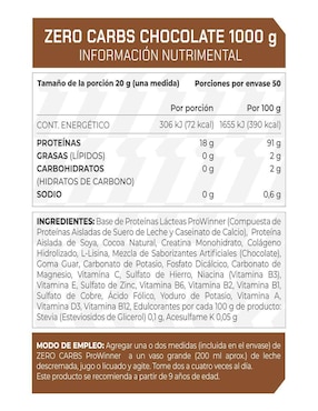 Set de suplementos alimenticios de Proteína Zero Carbs Prowinner