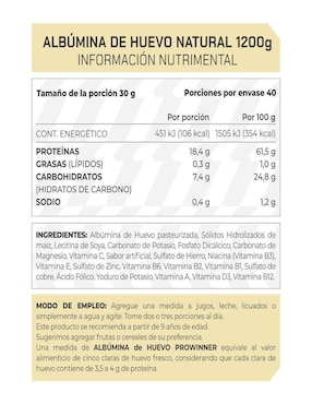 Set de suplementos alimenticios de Proteína Albúmina de huevo Natural Prowinner