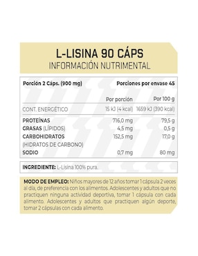 Set de suplementos alimenticios de L-Lisina 90 Cápsulas - Prowinner Prowinner