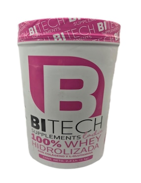 Bitech Ladie 100% Whey Hidrolizada
Colageno y L-Glutamina Bitech con proteína de suero de leche aislado sabor chocolate de 1 kg