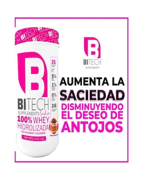 Bitech Ladie 100% Whey Hidrolizada
Colageno y L-Glutamina Bitech con proteína de suero de leche aislado sabor chocolate de 1 kg