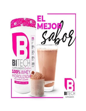 Bitech Ladie 100% Whey Hidrolizada
Colageno y L-Glutamina Bitech con proteína de suero de leche aislado sabor chocolate de 1 kg