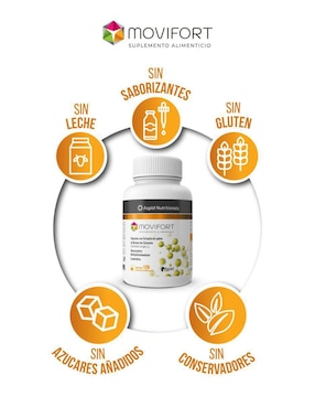 Movifort con rizoma de cúrcuma, glucosamina, metilsufonilmetano y condroitina Movifort de 120 cápsulas