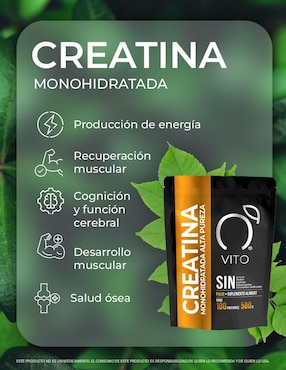 Creatina Monohidratada 500g en Polvo Vito - Vitaminas Totales de 500 g