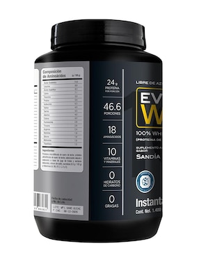 Evolution WP100 Evolution Nutraceutical Company con suero de leche, cocoa natural, lecitina y fruto del monje sabor sandia