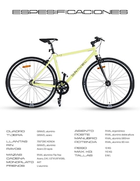 Bicicleta de ruta Gravel rodada 700 Fuji unisex