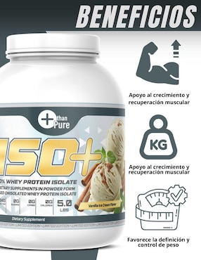 ISO+ More Than Pure con BCAA y glutamina Fit Nutrition con calcio sabor vainilla de 2.2 kg