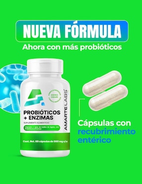 Probióticos + Enzimas Amarte Labs de 60 cápsulas