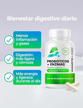 Probióticos + Enzimas Amarte Labs de 60 cápsulas