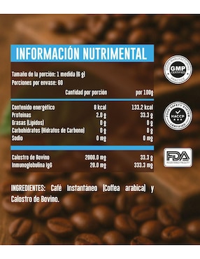 Coffee & Calostro Bovino 60 Tazas 300g Advance Labs Nutrition Advance Nutrition con calostro bovino sabor café de 500 g