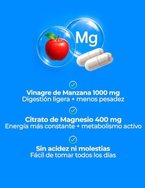 Vinagre de Manzana + Magnesio de 60 cápsulas