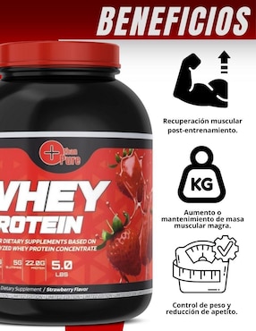 Proteina WHEY Fit Nutrition sabor fresa de 2.2 kg
