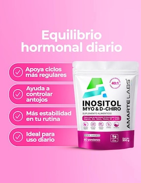 Inositol Myo & D-Chiro Amarte Labs sabor lima limón de 300 g