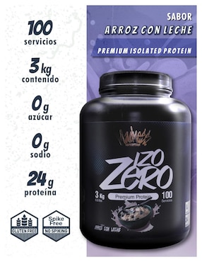 Proteína isolate madness suero de leche suplemento  Madness Nutrition con proteína sabor arroz con leche de 3 kg