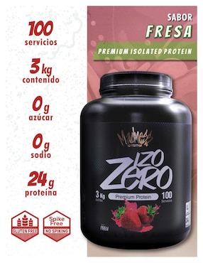 Proteína isolate madness suero de leche suplemento  Madness Nutrition con proteína sabor fresa de 3 kg