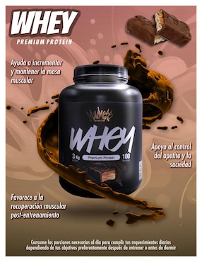 Proteína whey madness suplemento deportivo premium snickers Madness Nutrition con proteína sabor chocolate de 3 kg