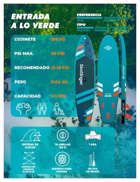 Tabla surf Level fitness paddle jade adulto
