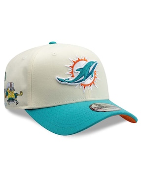 Gorra visera curva snapback para fútbol americano New Era Sponge Bob NFL Miami Dolphins unisex