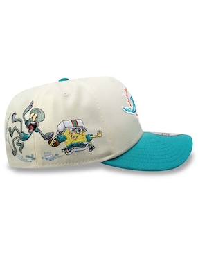 Gorra visera curva snapback para fútbol americano New Era Sponge Bob NFL Miami Dolphins unisex