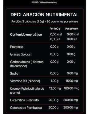Stay fit Nutrix con carnitina, vitaminas sabor natural de 90 cápsulas