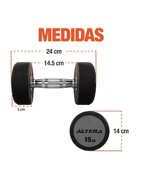 Mancuernas de peso fijo Altera 6.8 kg 2 piezas