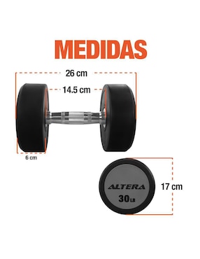 Mancuernas de peso fijo Altera 13.6 kg 2 piezas