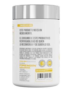 Turmeric Curcumin Forzagen con cúrcuma sin sabor de 120 cápsulas