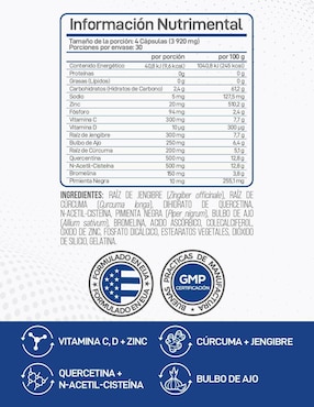 Suplemento Inmunológico, Antioxidante y Antiinflamatorio Immunity Shield Forzagen SCIFit con vitamina C de 120 cáp