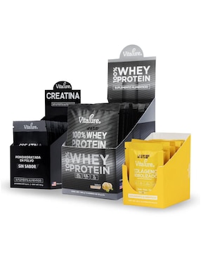Kit de suplementos alimenticios Combo proteína whey vainilla + creatina + colágeno Vitapure