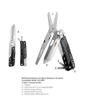 Multiherramienta plegable Wallis de 5 usos