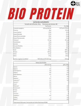 Bio protein vegana More Than Pure con proteína de soya con aminoácidos sabor chocolate de 1.8 kg