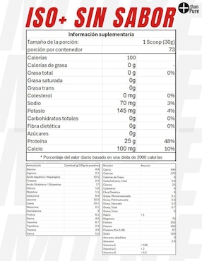 Iso+ Unflavored More Than Pure con proteína de suero de leche aislado de 2.2 kg