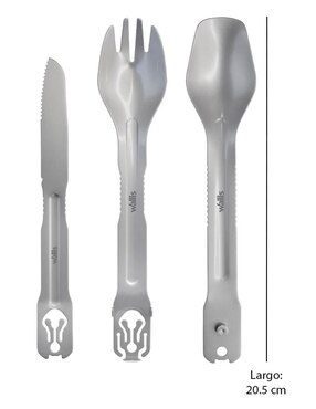 Cubiertos Wallis para campismo de acero inoxidable 3 piezas