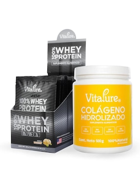 Kit de suplementos alimeticios Sobres whey protein vainilla+ colágeno hidrolizado Vitapure